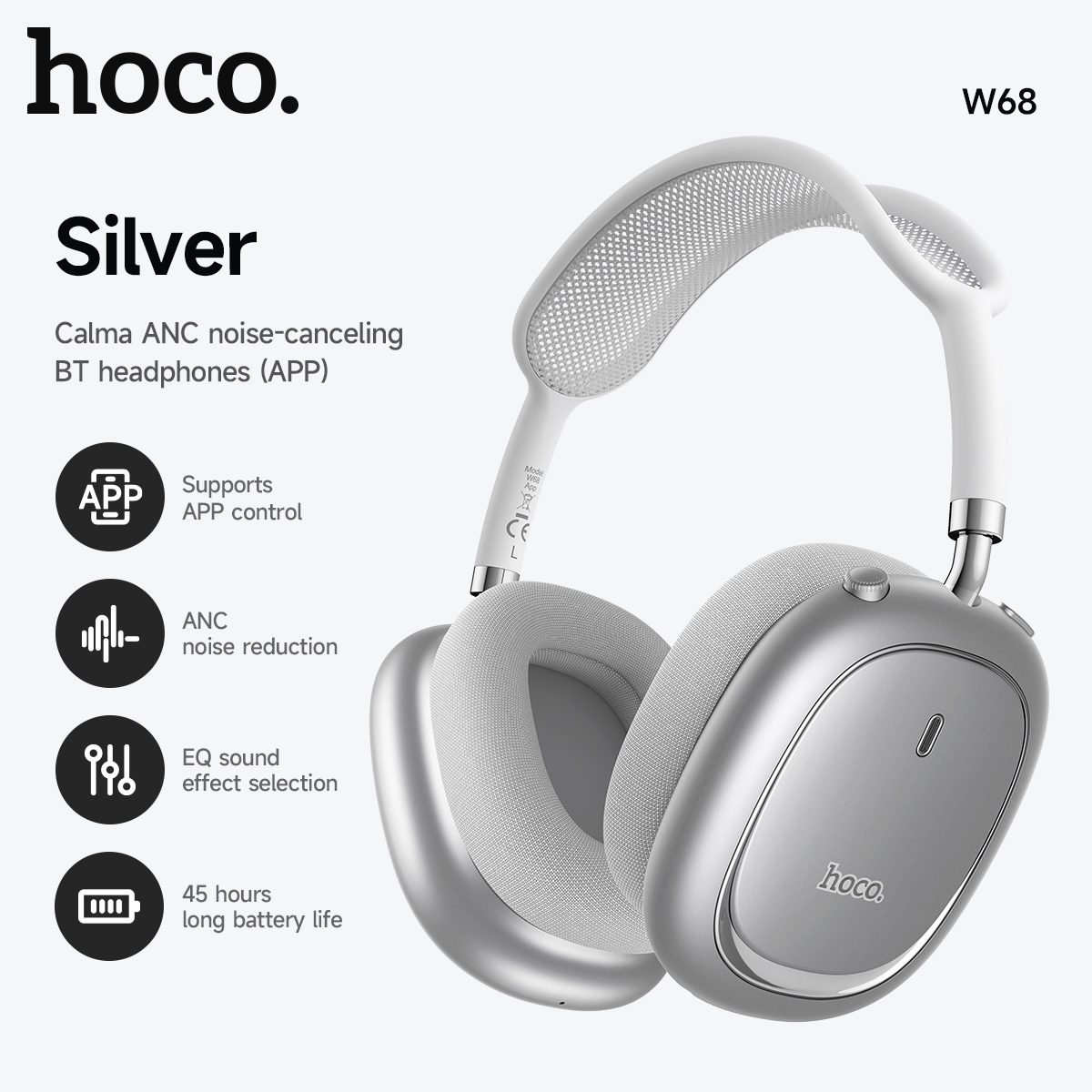Anc Wireless Over Ear Headphones - オーバーザイヤー ANC ノイズキャンセリング ブルートゥース6.0 ヘッドホン 大型ワイヤレスイヤホン