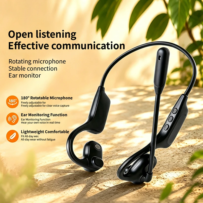 Type C Wired Earphones With Mic - 開放型ワイヤレスヘッドセット、回転式マイク、リアルタイム音声フィードバック機能、TFカード対応、30時間の連続再生、スポーツ用ヘッドホン、歌や運動に最適。