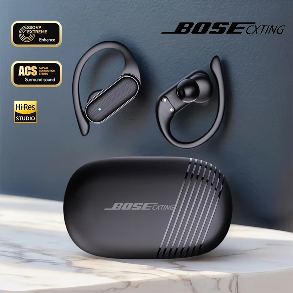 Headphones - BOSECXTING A520 ワイヤレスビジネスヘッドホン、耳掛け式、高音質、重低音、ノイズキャンセリング機能付き、マイク内蔵、スポーツやゲームに最適なヘッドセット、新品。