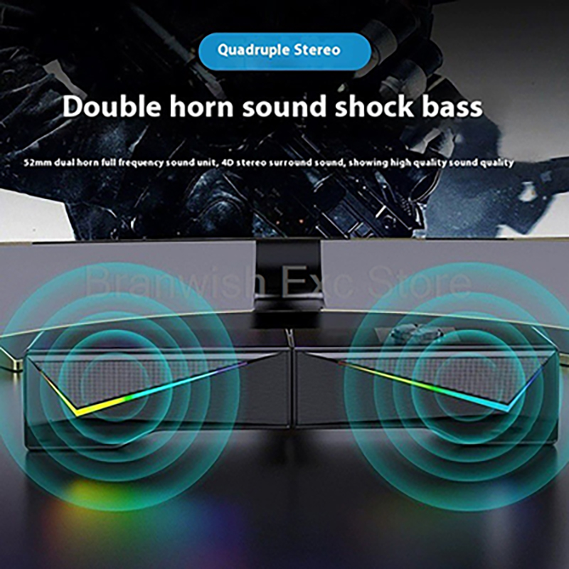2x2.5W コンピュータースピーカー RGB ライトゲーミ - Rgb Computer Soundbar For Pc のレビューと価格
