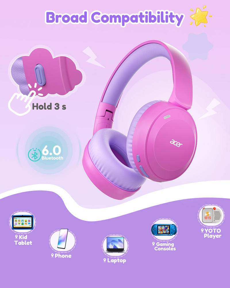Acer OHR668 キッズ用 Bluetooth 6.0 - Anc Wireless Over Ear Headphones のレビューと価格